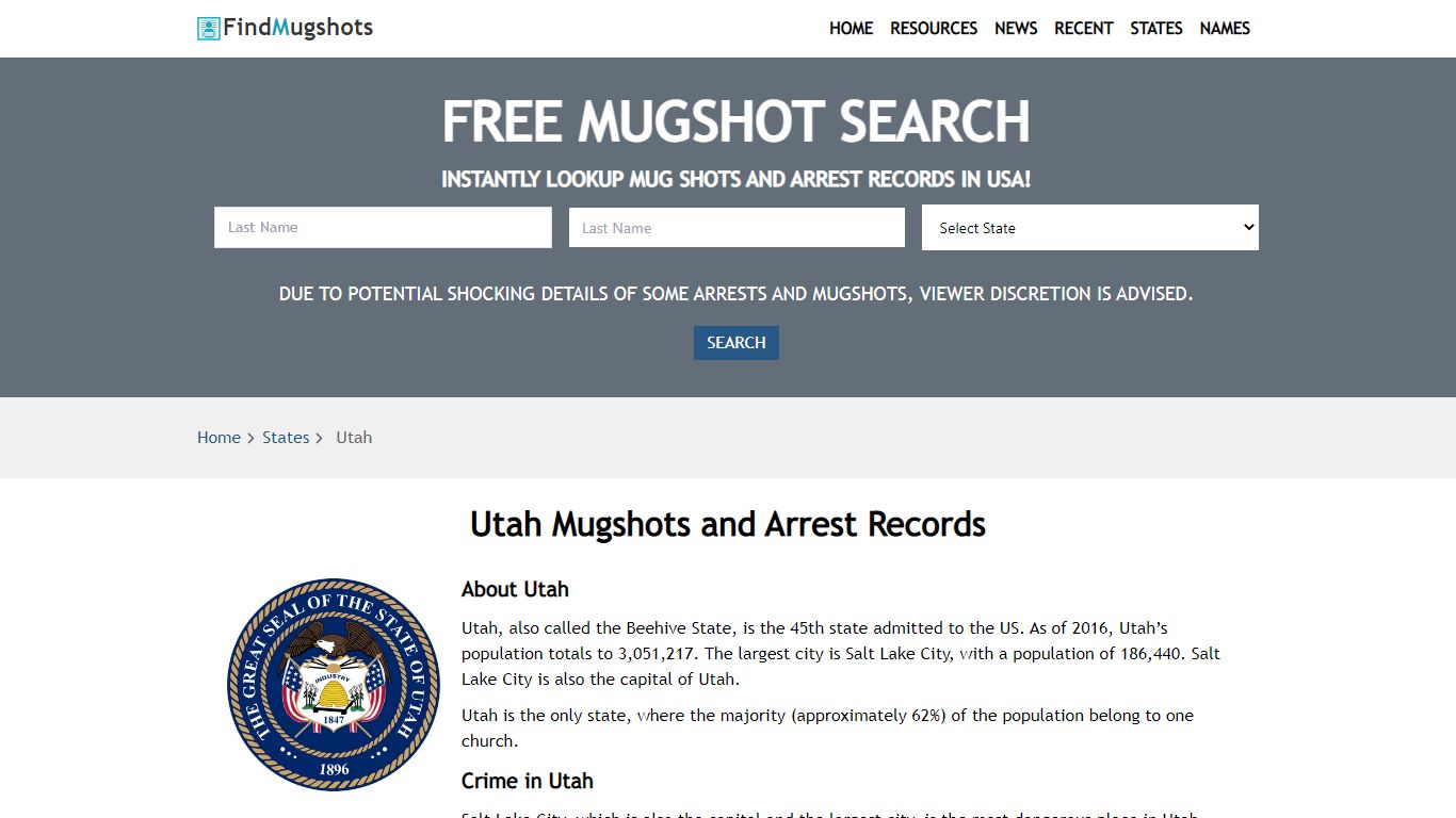 Find Utah Mugshots - Find Mugshots