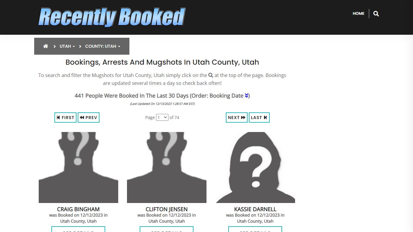 Recent bookings, Arrests, Mugshots in Utah County, Utah - Recently Booked